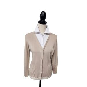 Mercer St Studio Womens Med Cardigan 90s Y2K Pearl Buttons Preppy Office Wear
